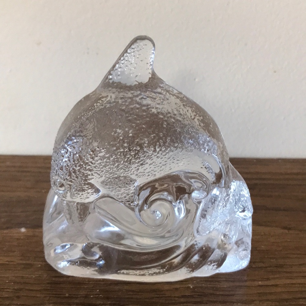 Partylite Glass Dolphin Tea Light Holder Vintage